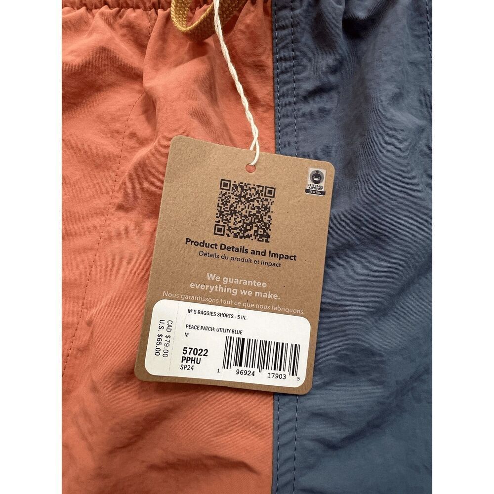 Patagonia Men’s 5” Baggies Shorts Peace Patch Utility Blue NWT Medium - Picture 2 of 6